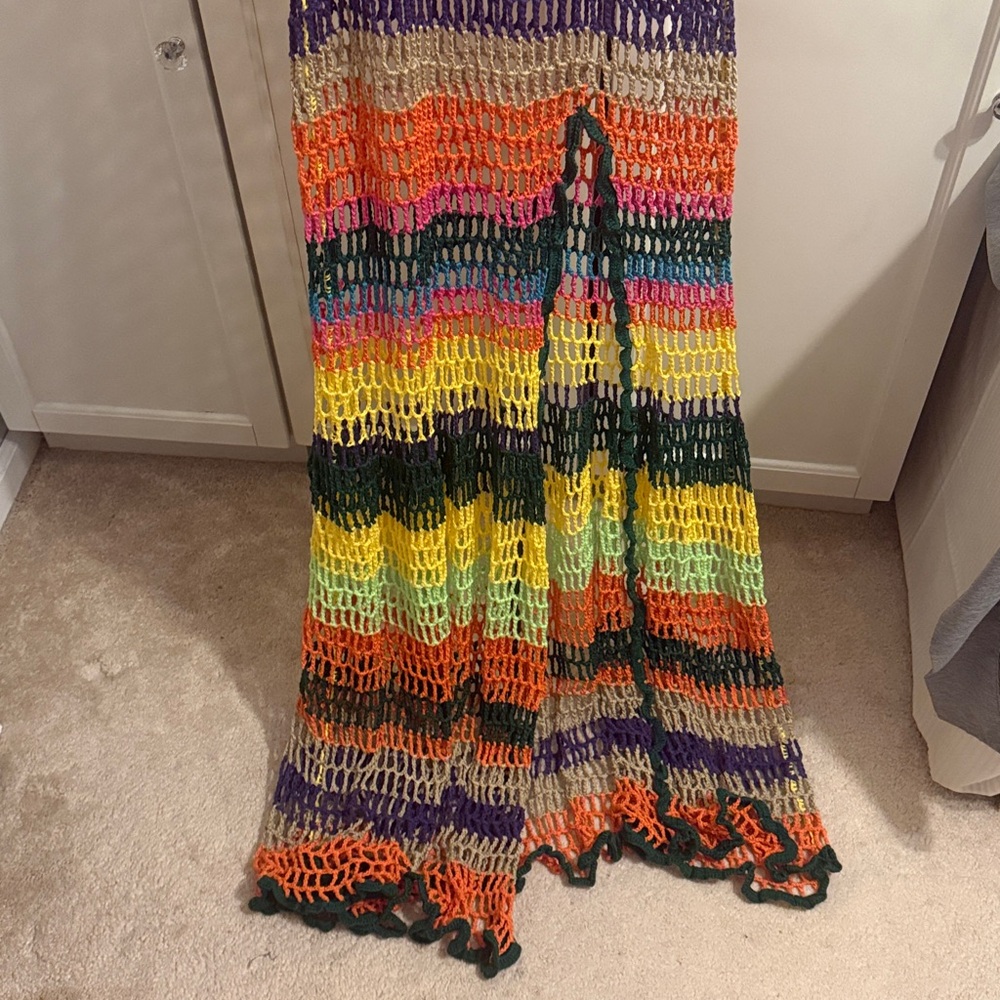 NWT Fashion Nova Naomi Multicolor Crochet Maxi Dress 2X - Picture 4 of 6